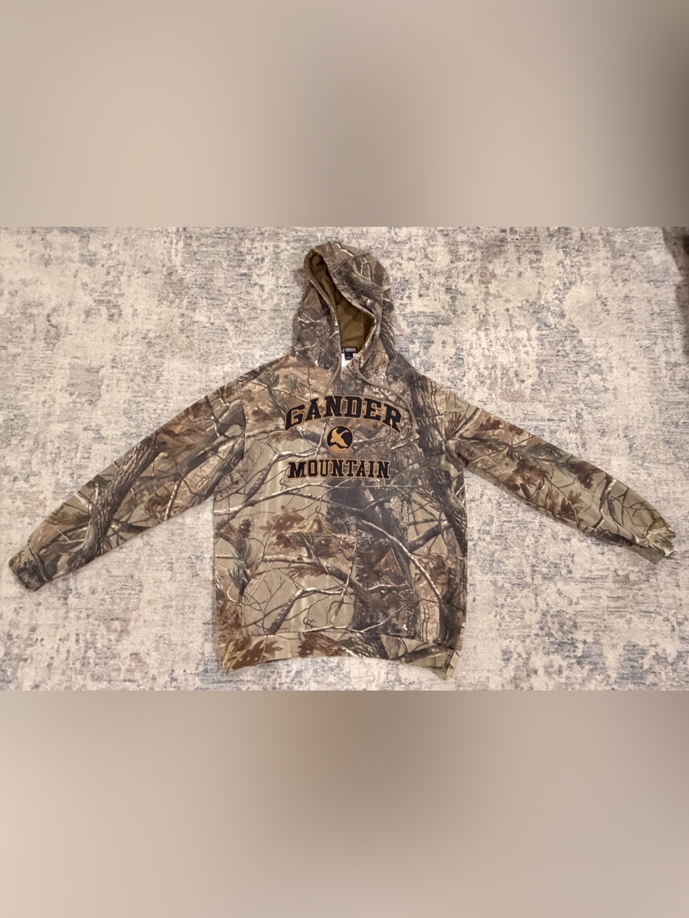Gander Mountain Camo Hoodie with Black and Gold Logo